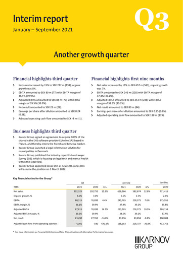 Thumbnail Karnov Group Quarterly Report 2021-q3