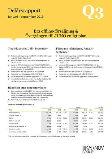 Thumbnail Karnov Group Quarterly Report 2019-q3