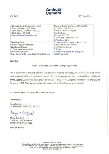 Miniature Ambuja Cements
 Rapport trimestriel 2019-q2