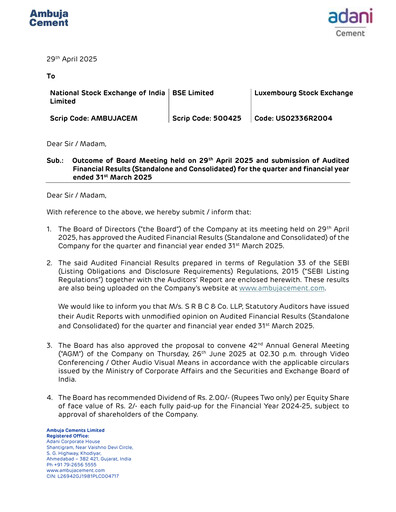 Thumbnail Ambuja Cements
 Quarterly Report 2025-q4