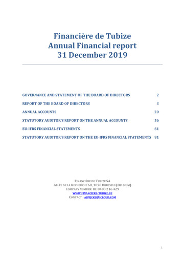 Thumbnail Financière de Tubize Financial Report 2019