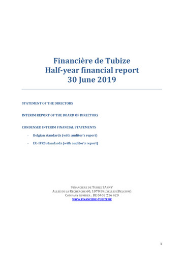 Thumbnail Financière de Tubize Half-year Report 2019-h1