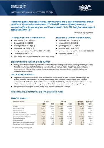 Thumbnail RaySearch Laboratories AB Quarterly Report 2020-q3
