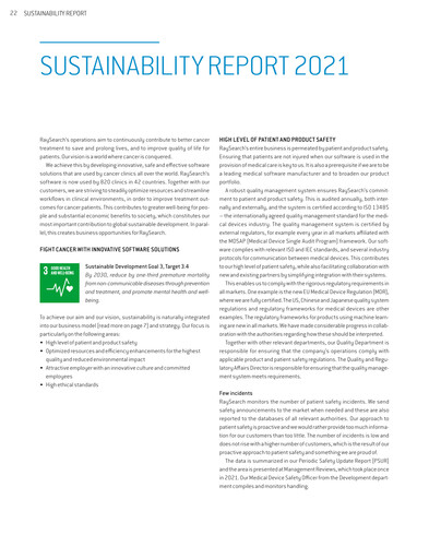 Thumbnail RaySearch Laboratories AB Sustainability Report 2021