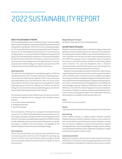 Thumbnail RaySearch Laboratories AB Sustainability Report 2022