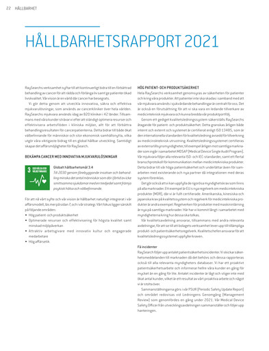 Thumbnail RaySearch Laboratories AB Sustainability Report 2021