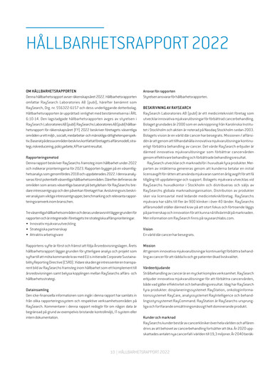 Thumbnail RaySearch Laboratories AB Sustainability Report 2022
