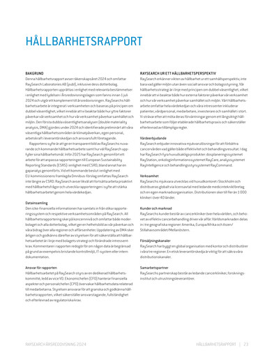 Thumbnail RaySearch Laboratories AB Sustainability Report 2024