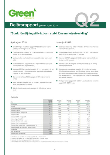 Thumbnail Green Landscaping Group Quarterly Report 2018-q2