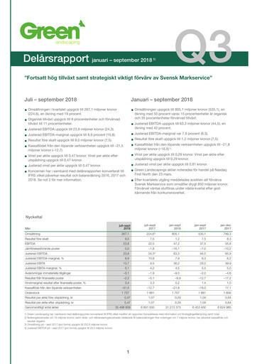 Thumbnail Green Landscaping Group Quarterly Report 2018-q3