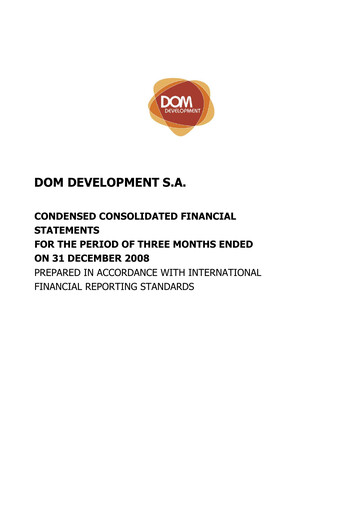 Vorschaubild Dom Development Quartalsbericht 2008-q4