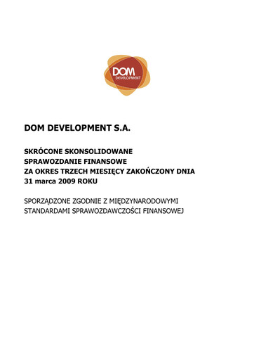 Vorschaubild Dom Development Quartalsbericht 2009-q1