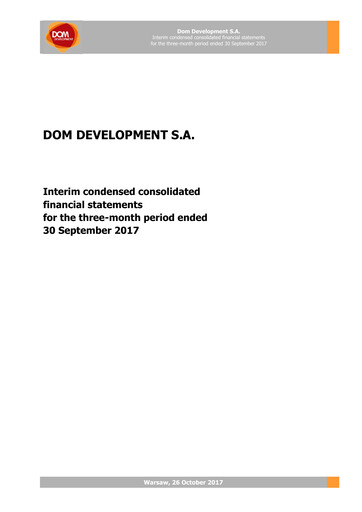 Vorschaubild Dom Development Quartalsbericht 2017-q3