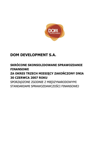 Thumbnail Dom Development Quarterly Report 2007-q2