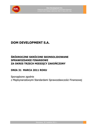 Thumbnail Dom Development Quarterly Report 2011-q1