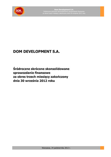 Thumbnail Dom Development Quarterly Report 2012-q3