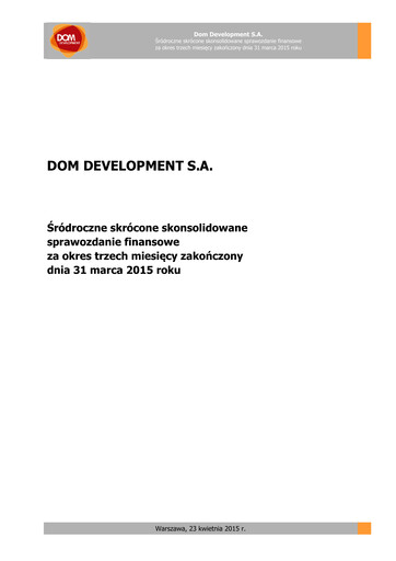 Thumbnail Dom Development Quarterly Report 2015-q1