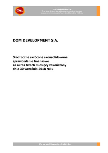Thumbnail Dom Development Quarterly Report 2018-q3