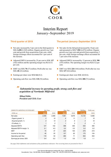 Thumbnail Coor Service Management Holding AB Quarterly Report 2019-q3