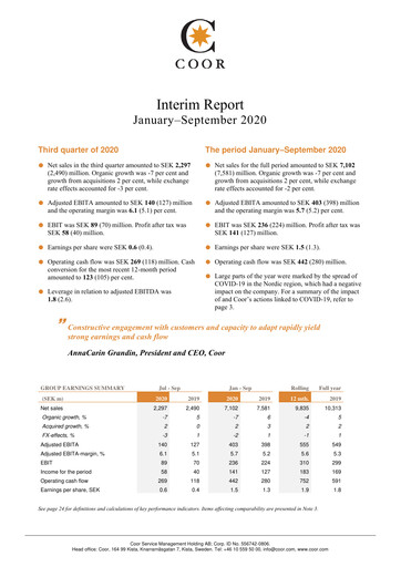 Thumbnail Coor Service Management Holding AB Quarterly Report 2020-q3