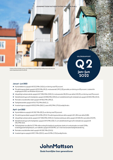 Thumbnail John Mattson Fastighetsföretagen Half-year Report 2022-h1