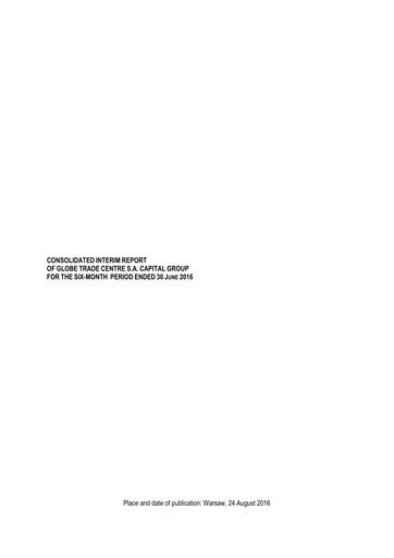 Thumbnail Globe Trade Centre Half-year Report 2016-h1