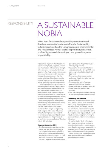 Miniature Nobia AB Rapport de durabilité 2013