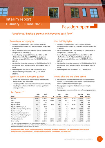 Thumbnail Fasadgruppen Group Half-year Report 2023-h1