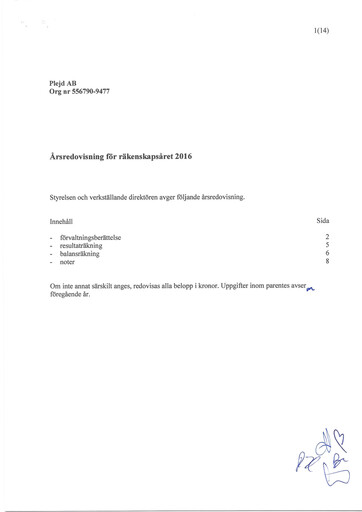 Miniature Plejd AB Rapport annuel 2016