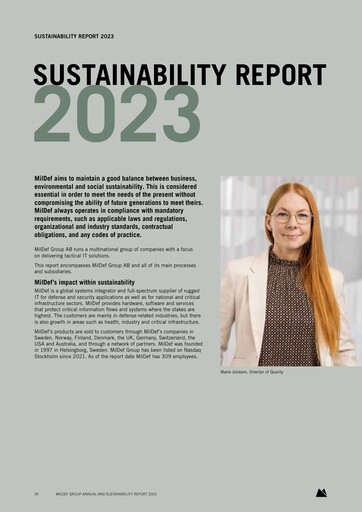 Thumbnail MilDef Group Sustainability Report 2023