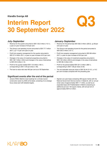 Thumbnail KlaraBo Sverige Quarterly Report 2022-q3