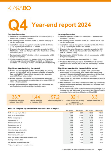 Thumbnail KlaraBo Sverige Quarterly Report 2024-q4
