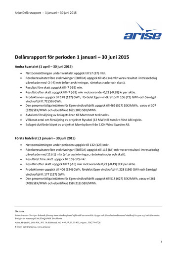 Thumbnail Arise AB Half-year Report 2015-h1