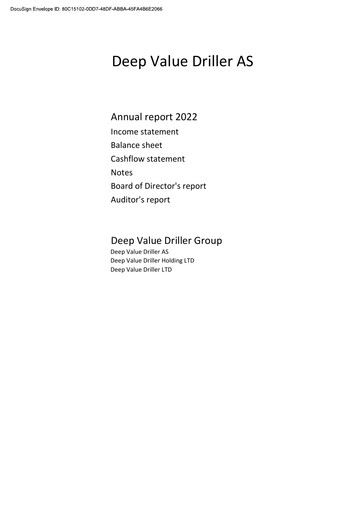 Thumbnail Deep Value Driller Annual Report 2022