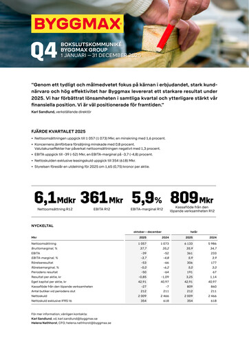 Thumbnail Byggmax Group Financial Report 2025
