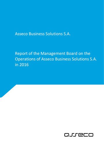 Thumbnail Asseco Business Solutions Annual Report 2016