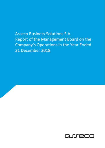 Thumbnail Asseco Business Solutions Annual Report 2018