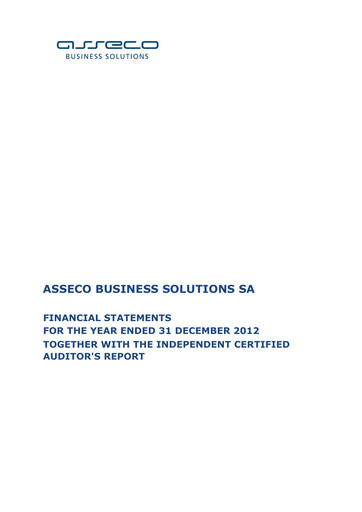 Thumbnail Asseco Business Solutions Financial Statement 2012