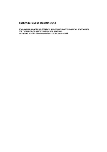 Thumbnail Asseco Business Solutions Half-year Report 2009-h1