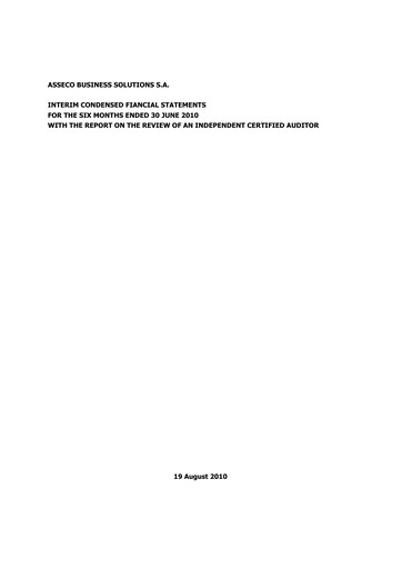 Thumbnail Asseco Business Solutions Half-year Report 2010-h1