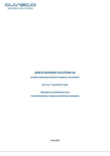 Thumbnail Asseco Business Solutions Quarterly Report 2010-q1