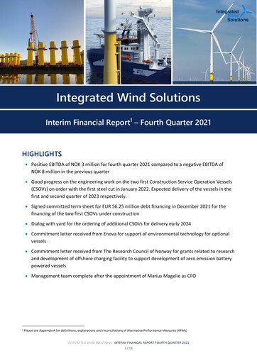 Thumbnail Integrated Wind Solutions Quarterly Report 2021-q4