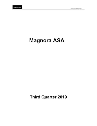 Thumbnail Magnora ASA Quarterly Report 2019-q3