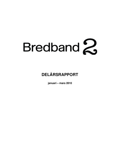 Thumbnail Bredband2 i Skandinavien AB Quarterly Report 2010-q1