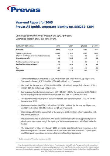 Thumbnail Prevas AB Financial Statement 2005