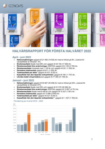 Thumbnail Genovis AB Half-year Report 2022-h1