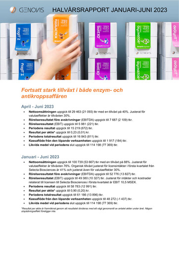 Thumbnail Genovis AB Half-year Report 2023-h1