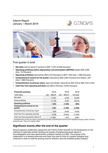 Thumbnail Genovis AB Quarterly Report 2019-q1
