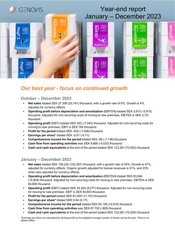 Thumbnail Genovis AB Quarterly Report 2023-q4