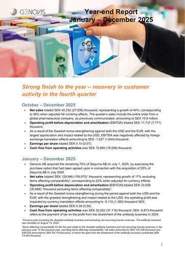 Thumbnail Genovis AB Quarterly Report 2025-q4